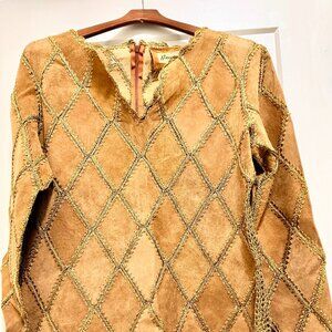 Rem Garson Vintage Suede Embroidered Tunic Top – Boho Western